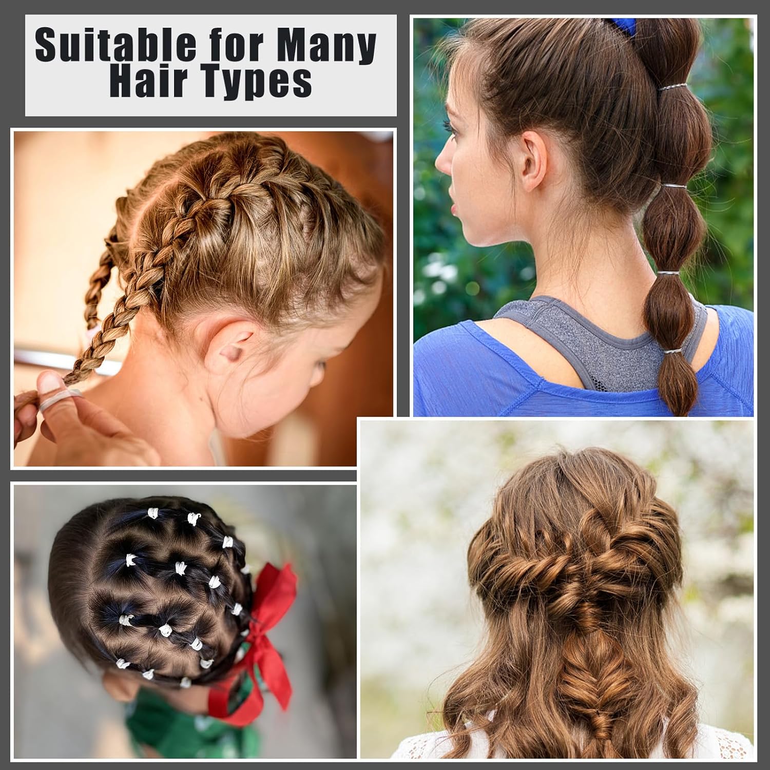 2200 Pcs Elastic Hair Ties, Mini Rubber Bands with Hair Tail Tools and Comb, Hair Accessories for Women, Girls, Toddlers, Babies