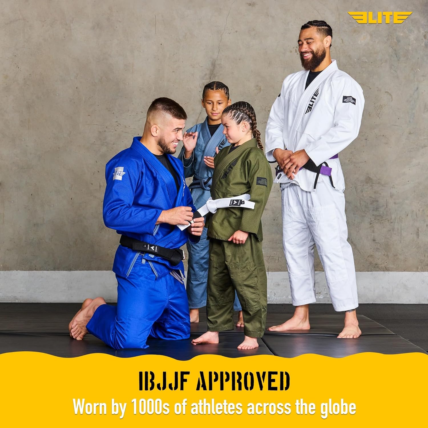 Elite Sports IBJJF Ultra Light BJJ Brazilian Jiu Jitsu Gi for Kids with Preshrunk Fabric and Free Belt