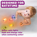 Tub Works® Bugs™ Light Up Bath Toys, 6 Pack | Water-Activated Light Up Toys Flash & Change Color | Easy-Grip Baby Girl & Toddler Bath Toys | Sensory Bathtub Toys with Bath Lights