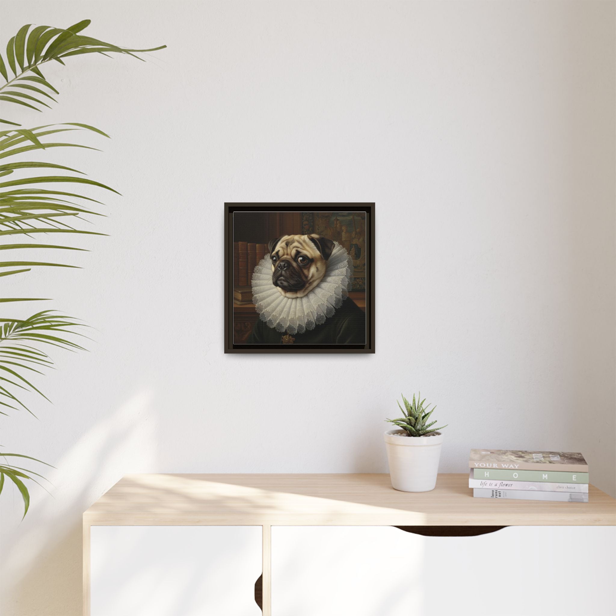 Custom Whimsical Pug Portrait Canvas, Cute Dog Art Print, Pet Lover Gift, Home Decor, Fun Wall Art, Quirky Dog Painting