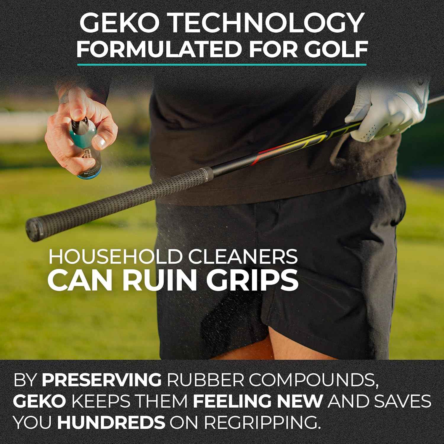 Geko 2-in-1 Grip Restore & Cleaner – #1 Golf, Basketball, Football, Volleyball, and Baseball Grip Spray – Restores Grip, Shoe & Glove Traction, Removes Dirt & Oil, Restores Control & Consistency