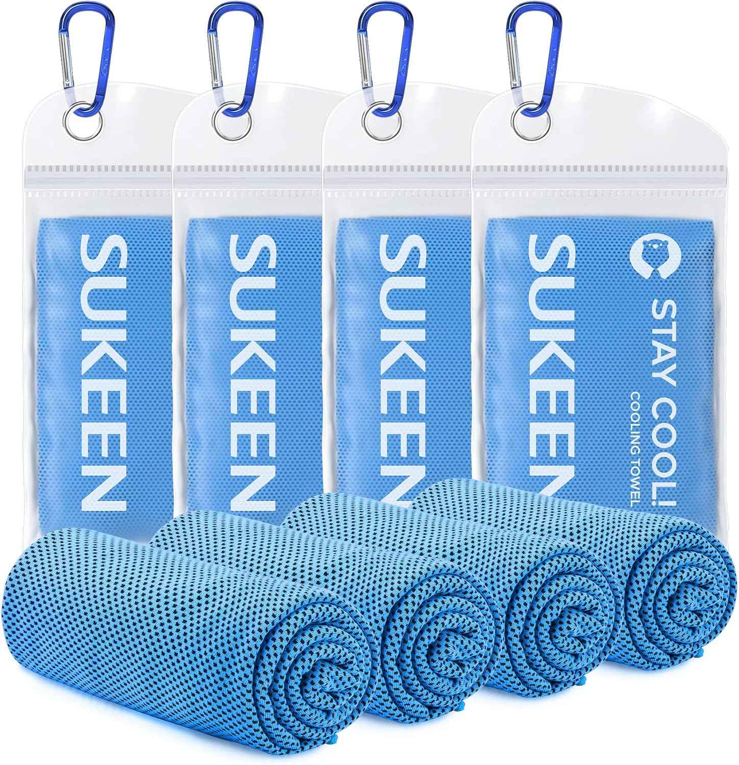 Sukeen Cooling Towels for Neck and Face, 4 Pack Cooling Towels for hot Weather (40"x12"), Cooling Rags for Yoga, Sport, Running, Workout,Gym, Camping, Fitness, Workout & More