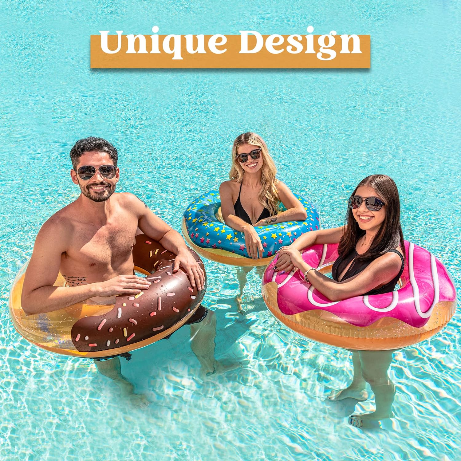 JOYIN 3 Pack Pool Floats, Pool Tube for Kids Swim Rings Inflatable Tubes, Floatie Ring Water Toys for Swimming, Summer Beach Party