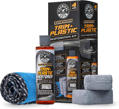 Chemical Guys Black Trim Restorer Gel Kit for Exterior Plastic, Rubber, and Vinyl, Restores Faded Trim with Deep Black Finish, Controlled Gel Application System