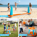 JOYIN Inflatable Pool Float Set Volleyball Net & Basketball Hoops, Balls Included for Kids and Adults Swimming Game Toy, Summer Floaties, Volleyball Court |Basketball