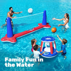 JOYIN Inflatable Pool Float Set Volleyball Net & Basketball Hoops, Balls Included for Kids and Adults Swimming Game Toy, Summer Floaties, Volleyball Court |Basketball