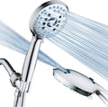 Hotel Spa AquaCare High Pressure 8-mode Handheld Shower Head, Anti-clog Nozzles - Built-in Power Wash to Clean Tub, Tile & Pets, Extra Long 6 ft. Stainless Steel Hose, Wall & Overhead Brackets