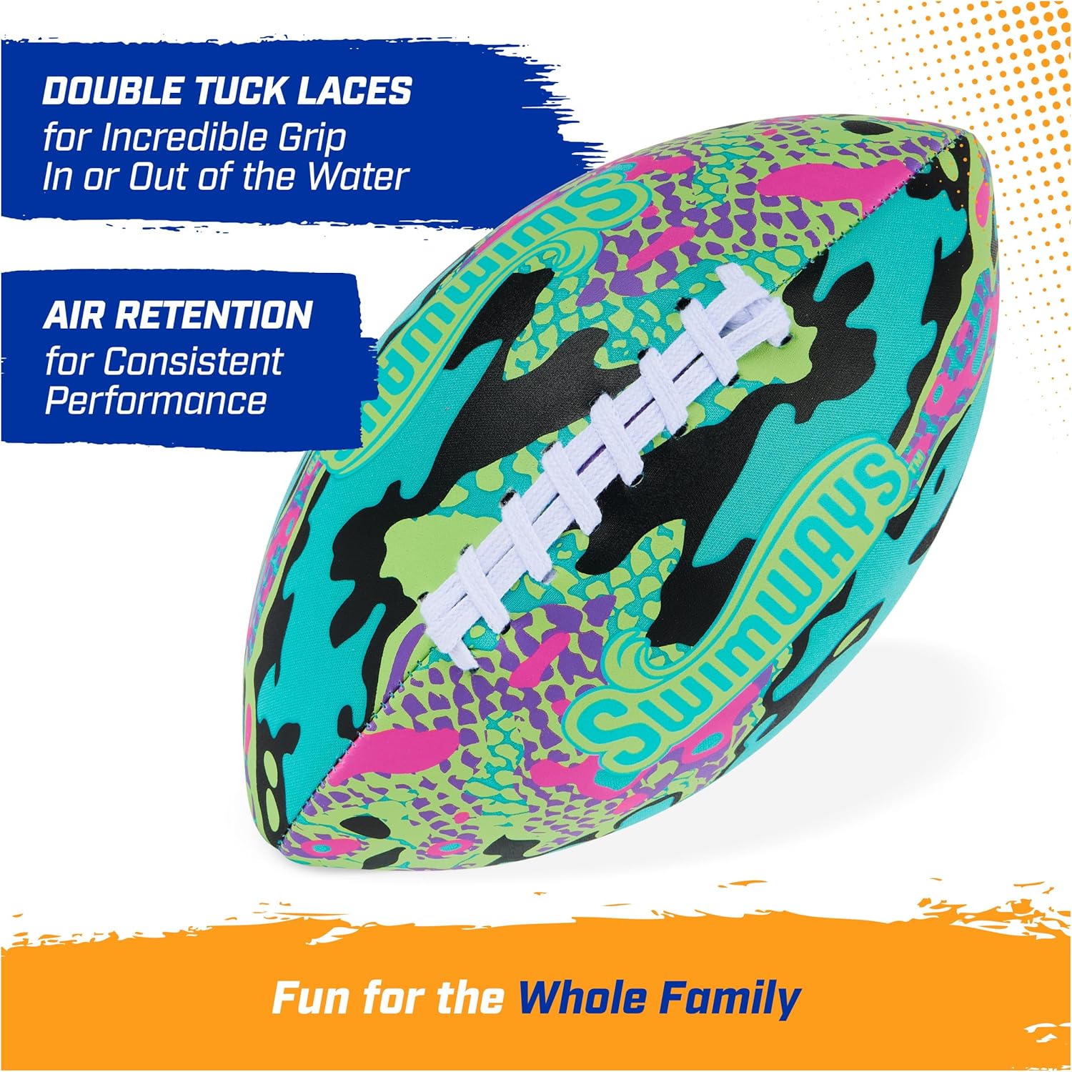 Swimways Hydro Waterproof Football, Outdoor Games for Adults and Kids, Swimming Pool Accessories and Pool Party Games,9.25 Inches