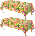 Summer Party Decorations - Summer Decorations for Home - 2 Pack Disposable Plastic Tablecloth | Floral Tablecloth for Mothers Day Wildflower Butterfly Birthday Garden Party Decorations