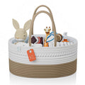 KiddyCare Baby Diaper Caddy Organizer, Cotton Nursery Baby Gift Basket with Handle Lid Baby Caddy Organizer, Portable Baby Basket Diapers & Wipes, Basket for Moms
