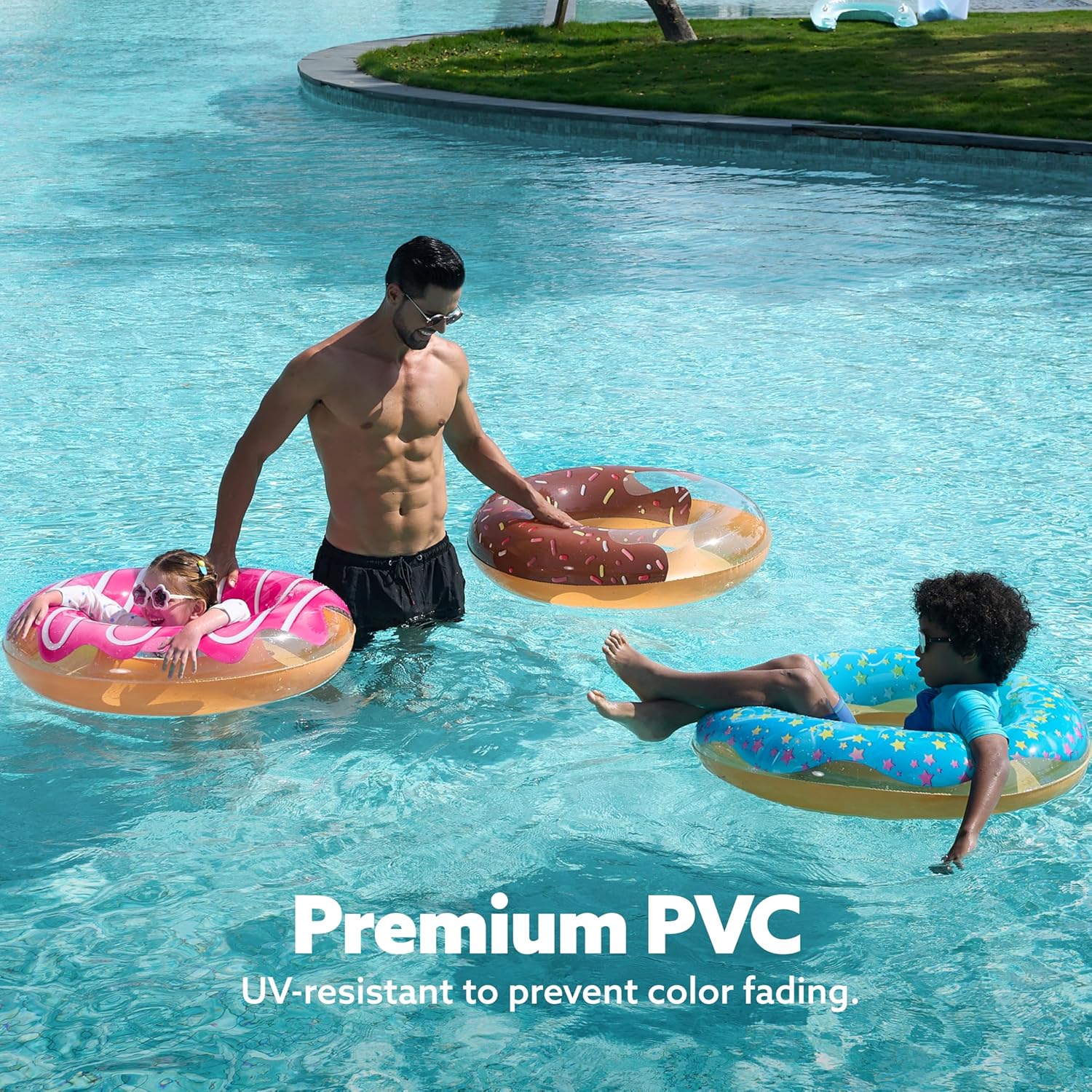 JOYIN 3 Pack Pool Floats, Pool Tube for Kids Swim Rings Inflatable Tubes, Floatie Ring Water Toys for Swimming, Summer Beach Party