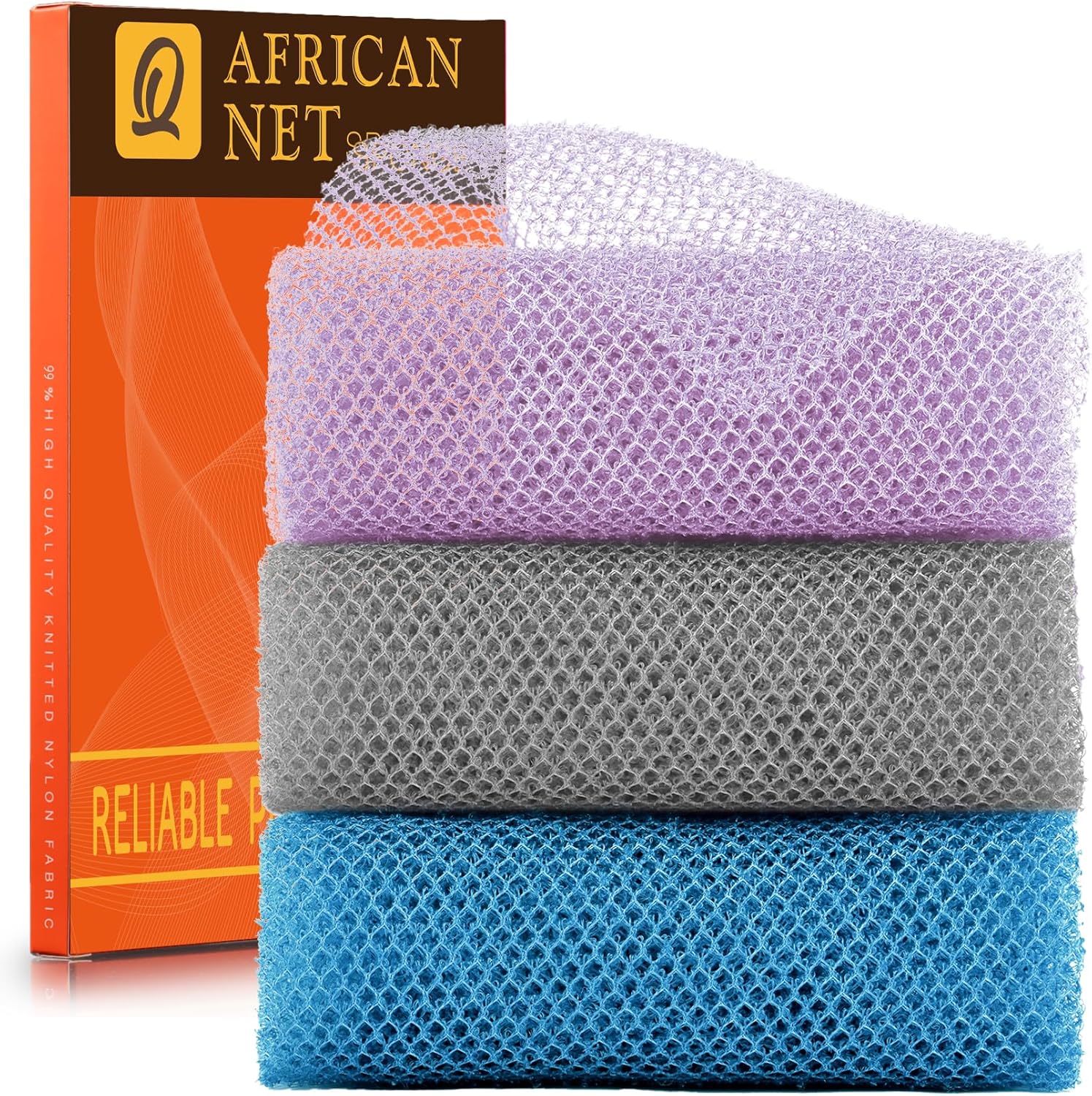 African Bath Sponge African Net Long Net Bath Sponge Exfoliating Shower Body Scrubber Back Scrubber Skin Smoother,Great for Daily Use
