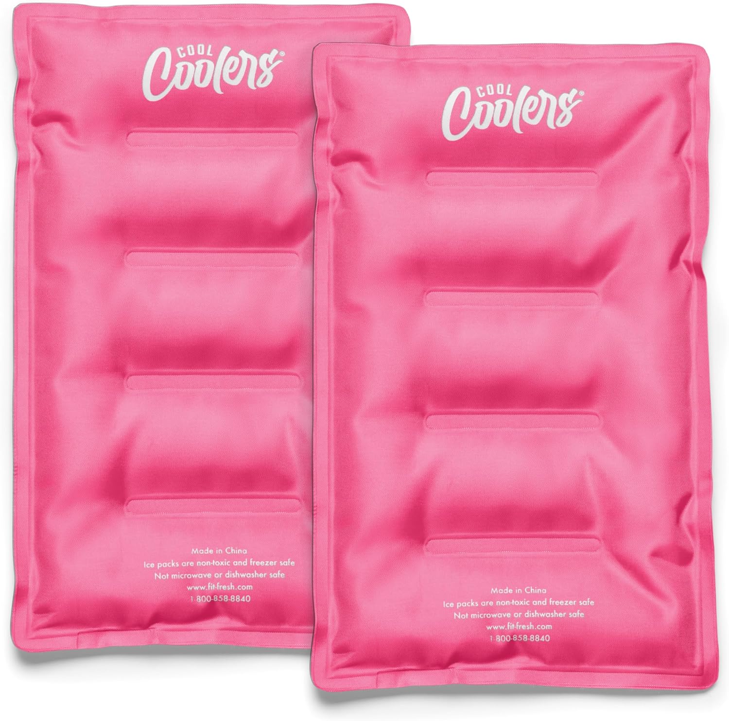Cool Coolers by Fit & Fresh 2 Pack XL Soft Ice Packs for Cooler, Flexible Stretch Nylon, Lunch Box Ice Packs, Large Reusable Freezer Packs