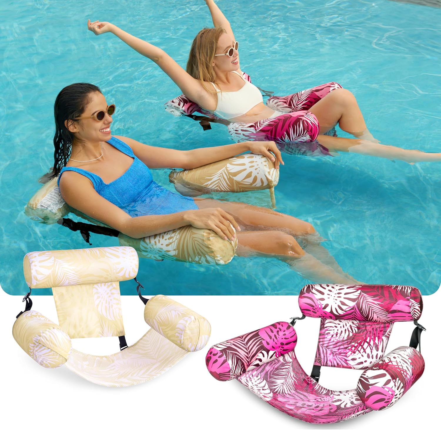 SLOOSH Inflatable Pool Floats Adult,2 Packs Floating Lounge Chairs,Blow up Pool Noodles for Adult Heavy Duty,Floating Chair for Party Summer Water Beach Lake Fun