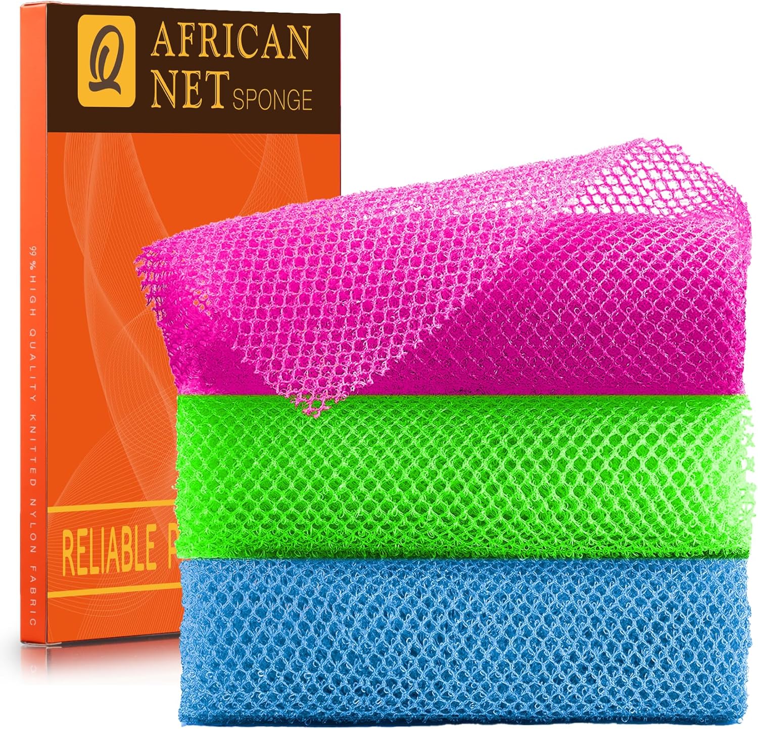 African Bath Sponge African Net Long Net Bath Sponge Exfoliating Shower Body Scrubber Back Scrubber Skin Smoother,Great for Daily Use