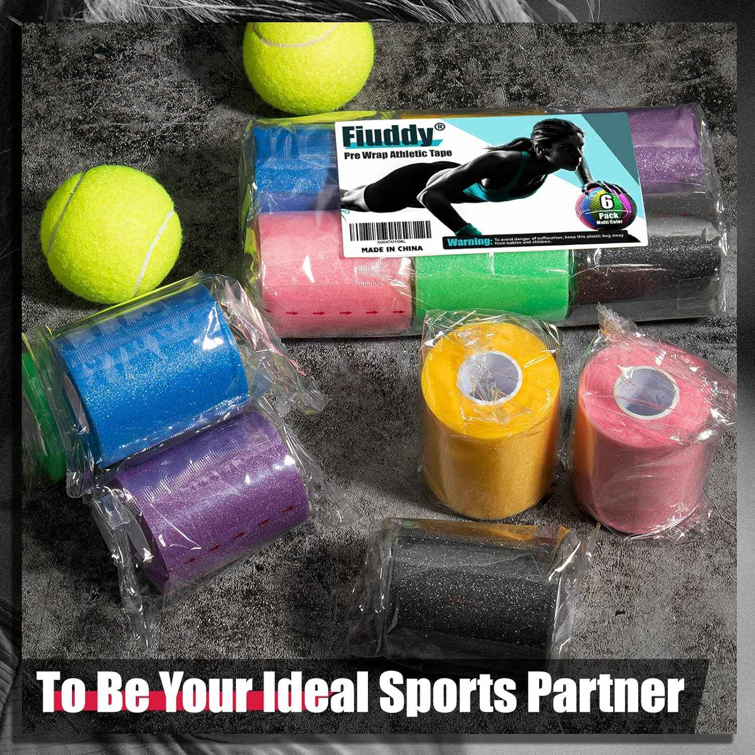 Upgraded 6 Pack Pre Wrap Athletic, Black Prewrap Athletic Tape for Hair Soccer, Soccer Sports Pre Wrap Tape, Pre-Wrap Foam Underwrap Tape