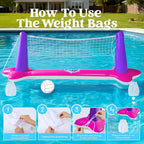 JOYIN Inflatable Pool Float Set Volleyball Net & Basketball Hoops, Balls Included for Kids and Adults Swimming Game Toy, Summer Floaties, Volleyball Court |Basketball