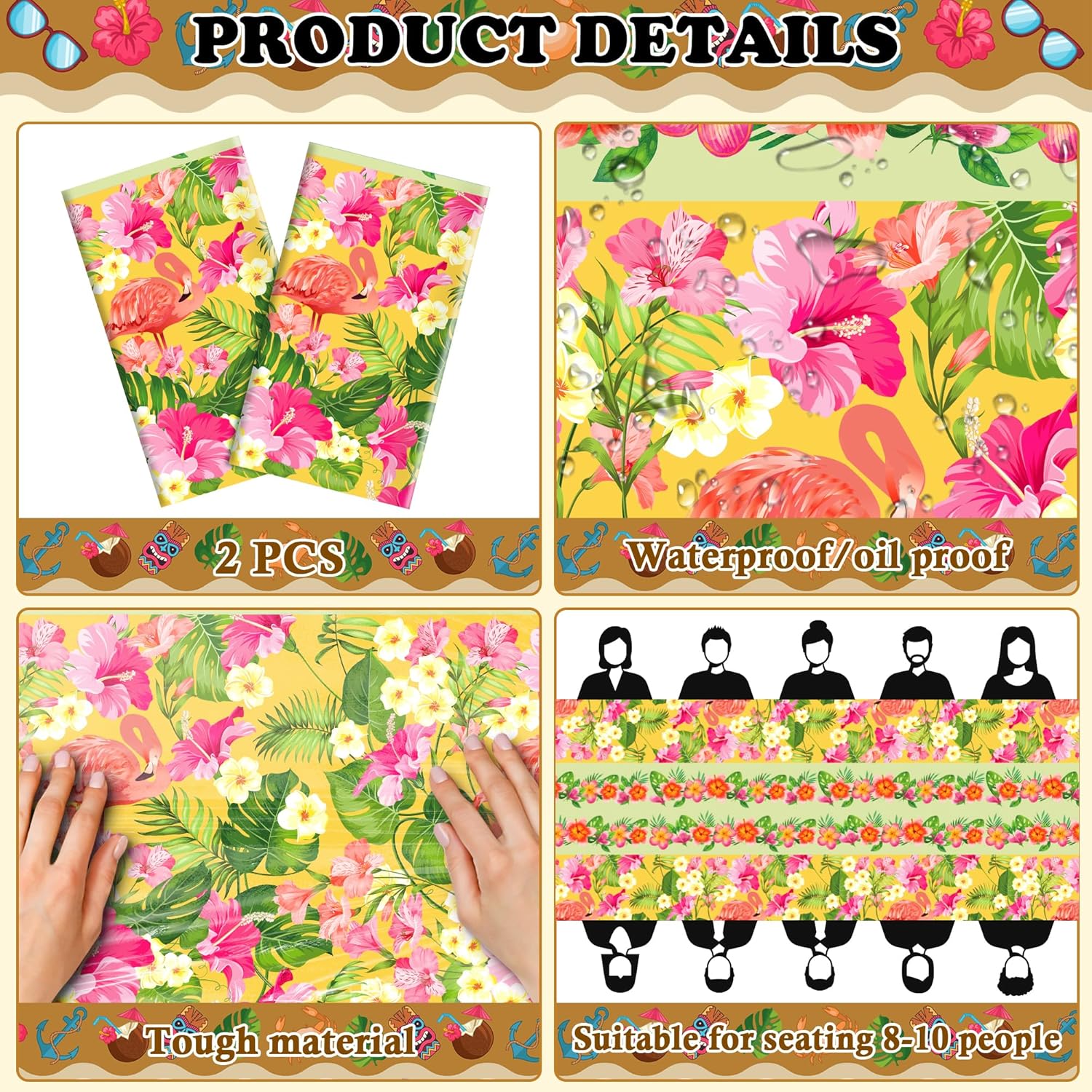 Summer Party Decorations - Summer Decorations for Home - 2 Pack Disposable Plastic Tablecloth | Floral Tablecloth for Mothers Day Wildflower Butterfly Birthday Garden Party Decorations