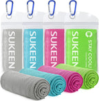 Sukeen Cooling Towels for Neck and Face, 4 Pack Cooling Towels for hot Weather (40"x12"), Cooling Rags for Yoga, Sport, Running, Workout,Gym, Camping, Fitness, Workout & More