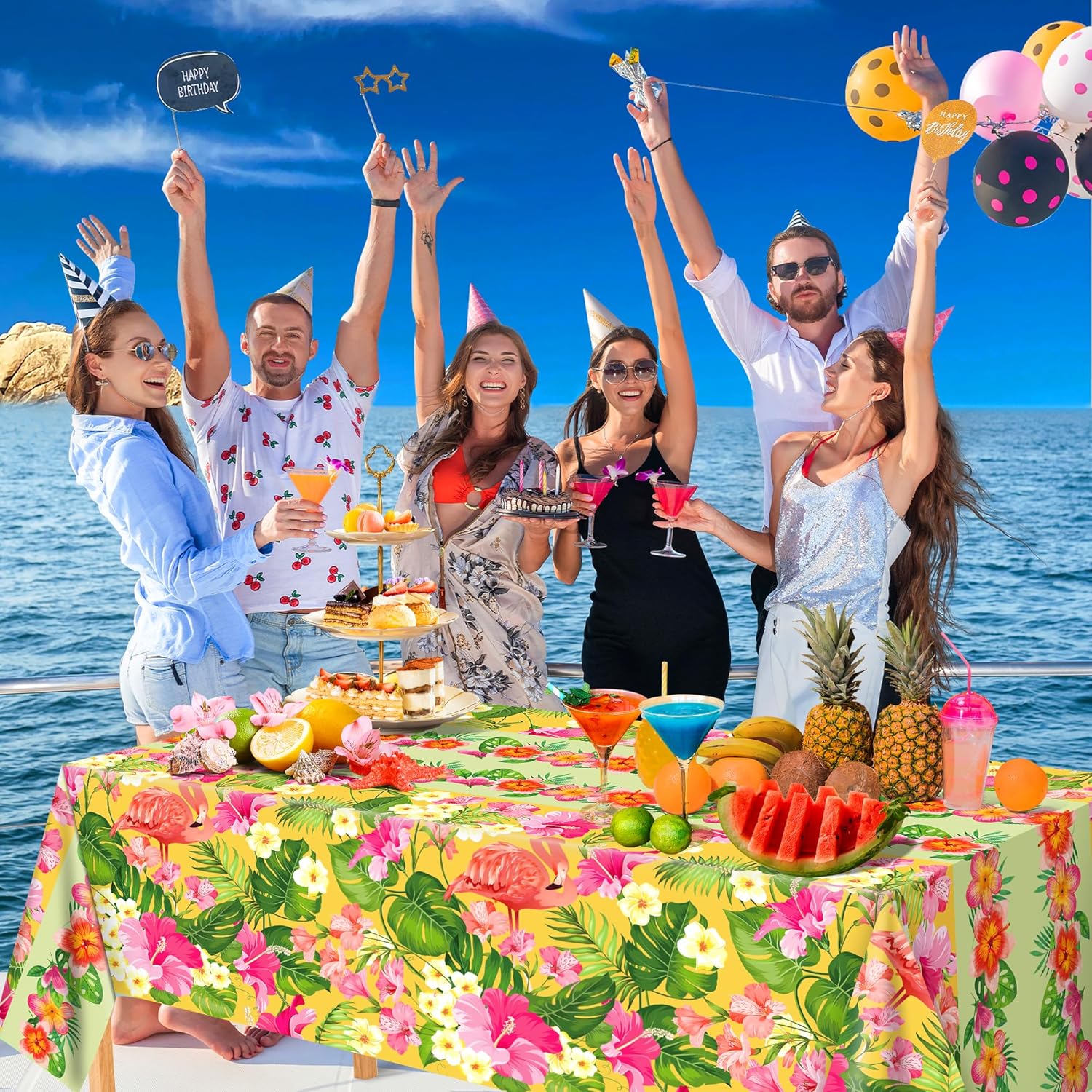 Summer Party Decorations - Summer Decorations for Home - 2 Pack Disposable Plastic Tablecloth | Floral Tablecloth for Mothers Day Wildflower Butterfly Birthday Garden Party Decorations
