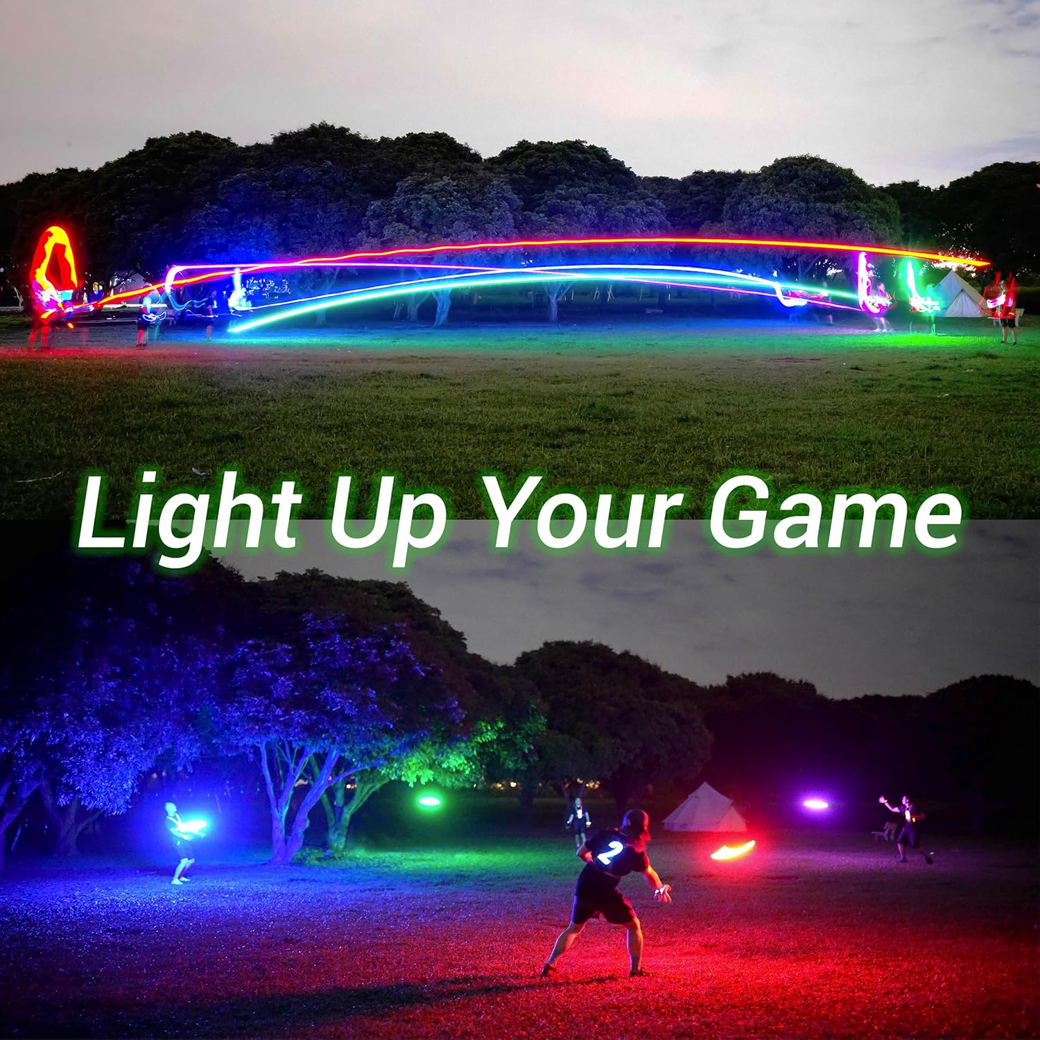 TOSY Flying Disc - 108 RGB Multicolor or 36 Monocolor LEDs, Super Bright, Smart Modes, Easter Basket Stuffers Gift, Camping Toy for Kid/Teen/Adult, Auto Light Up, Rechargeable, Waterproof, 175g