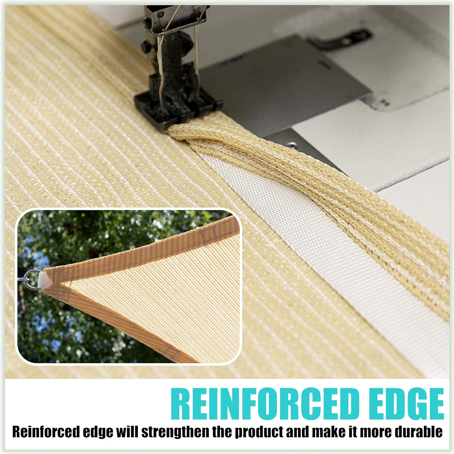 Amgo 16' x 16' x 22.6' Beige Right Triangle Sun Shade Sail UPF50+ Canopy Awning AGSLT, 95% UV Blockage, Water & Air Permeable, 200GSM Heavy Duty Commercial and Residential