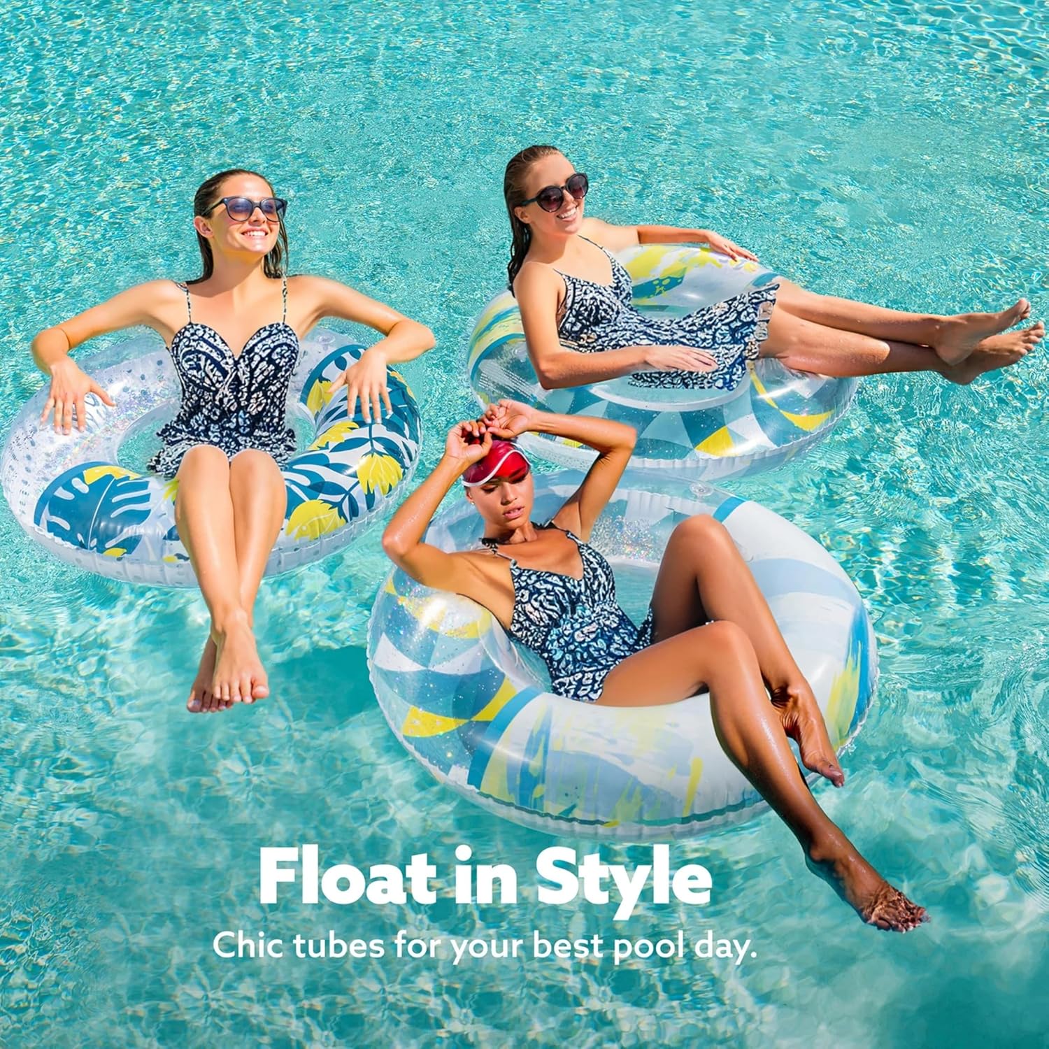 JOYIN 3 Pack Pool Floats, Pool Tube for Kids Swim Rings Inflatable Tubes, Floatie Ring Water Toys for Swimming, Summer Beach Party