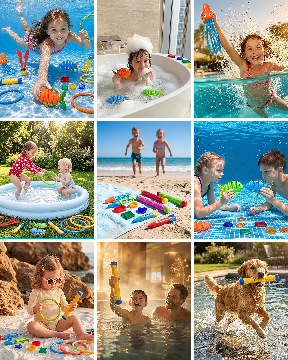 Click to see full view 31Pcs Swim Dive Toys Pool Games Outdoor Water Essential Bath Accessories for Kid Toddler Baby Toy Age 3 4 5 6 7 8 9 10 11 12 Year Old Cool Girl Boy Stuff Fun Summer Gift