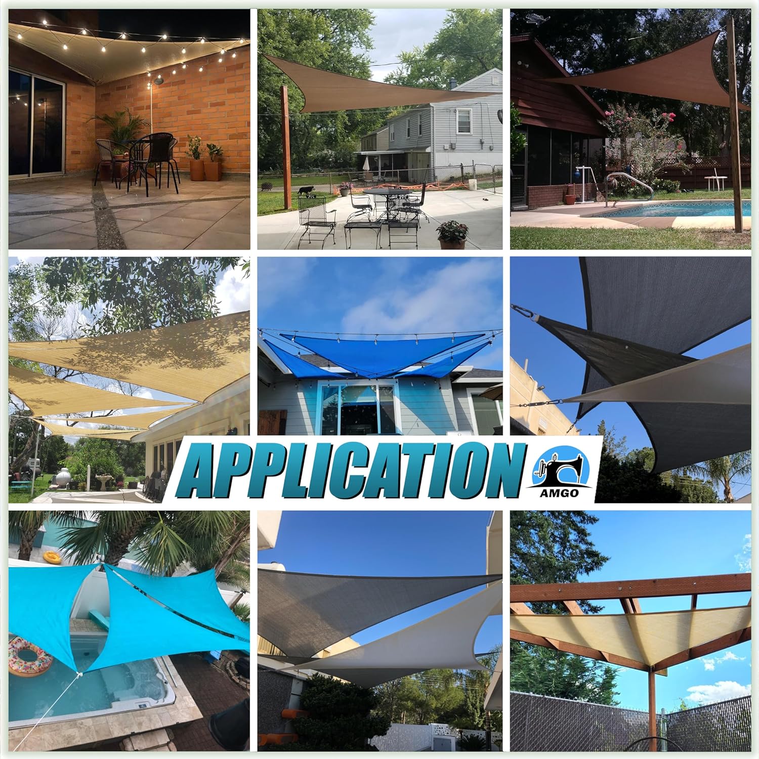 Amgo 16' x 16' x 22.6' Beige Right Triangle Sun Shade Sail UPF50+ Canopy Awning AGSLT, 95% UV Blockage, Water & Air Permeable, 200GSM Heavy Duty Commercial and Residential