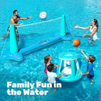 JOYIN Inflatable Pool Float Set Volleyball Net & Basketball Hoops, Balls Included for Kids and Adults Swimming Game Toy, Summer Floaties, Volleyball Court |Basketball