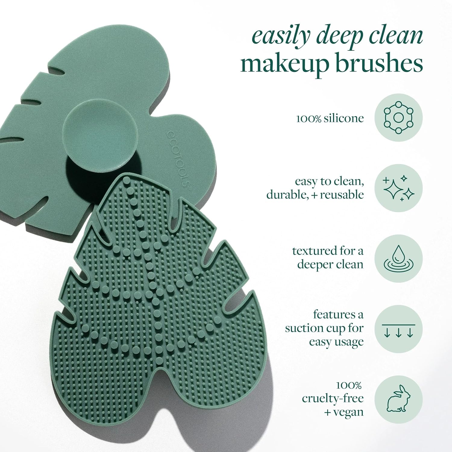 EcoTools Makeup Brush Cleansing Pad + Deep Clean Shampoo Bundle, Brush Cleaner Mat & Cleanser for Deep Cleaning Tools, Clean Formula, Cruelty-Free, & Vegan, 2 Piece Set