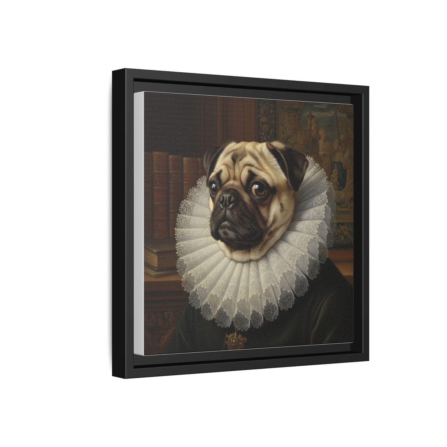 Custom Whimsical Pug Portrait Canvas, Cute Dog Art Print, Pet Lover Gift, Home Decor, Fun Wall Art, Quirky Dog Painting