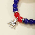 2 pcs of Spider and Cat Pendant Heart Shaped Magnet Bead Elastic Couple's Bracelets, Bff Trendy Jewelry Gifts