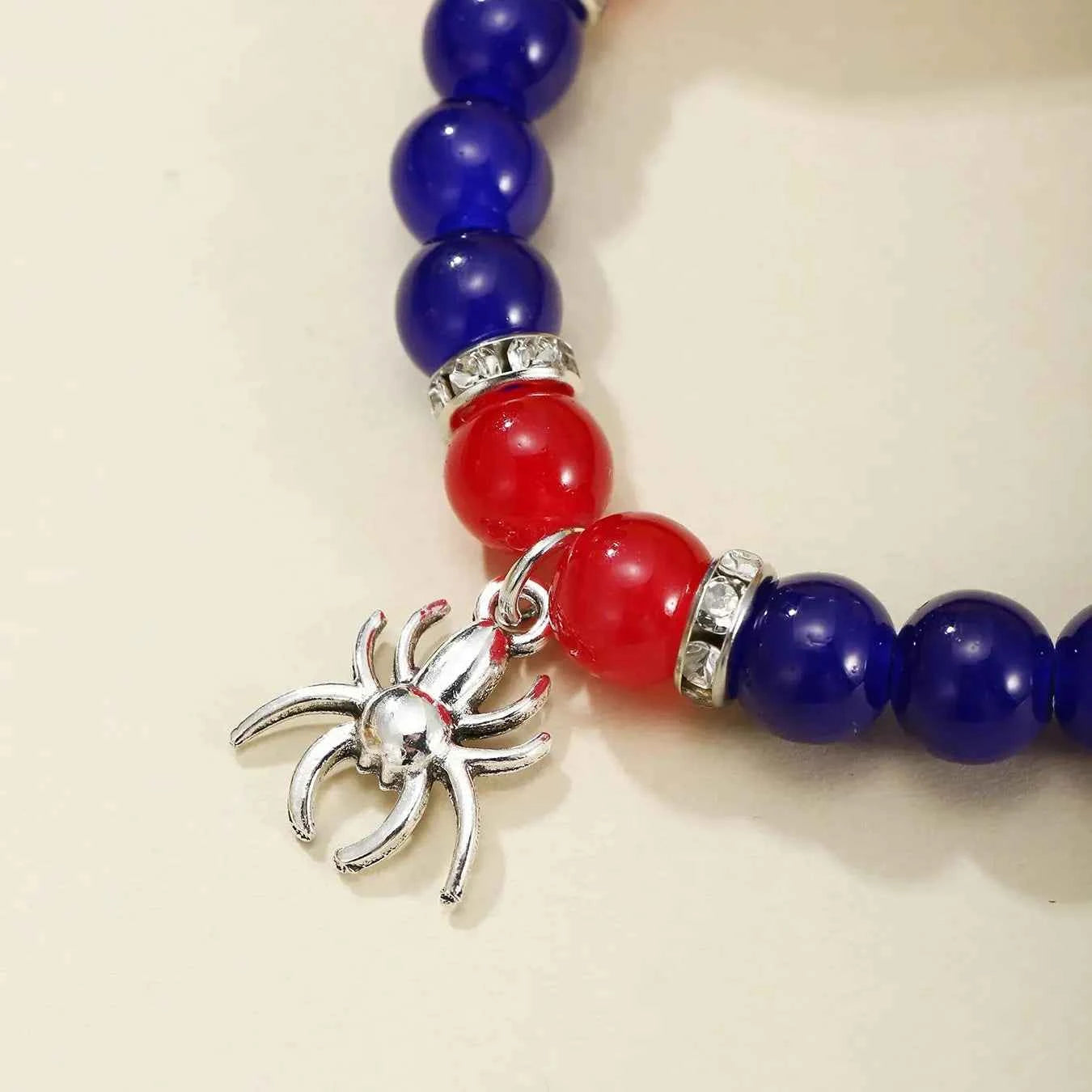 2 pcs of Spider and Cat Pendant Heart Shaped Magnet Bead Elastic Couple's Bracelets, Bff Trendy Jewelry Gifts