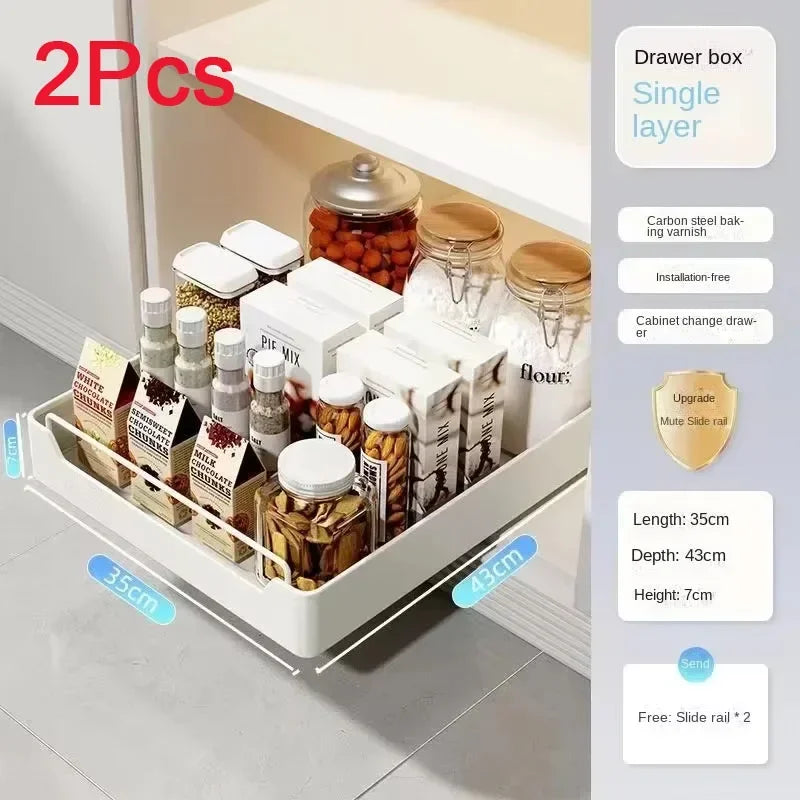Pull-Out Kitchen Cabinet Organizer – Sliding Storage Drawer & Spice Rack