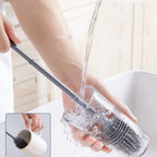 Silicone Milk Bottle Brush Cup Scrubber Glass Cleaner Kitchen Cleaning Tool Long Handle Drink Bottle Glass Cup Cleaning Brush