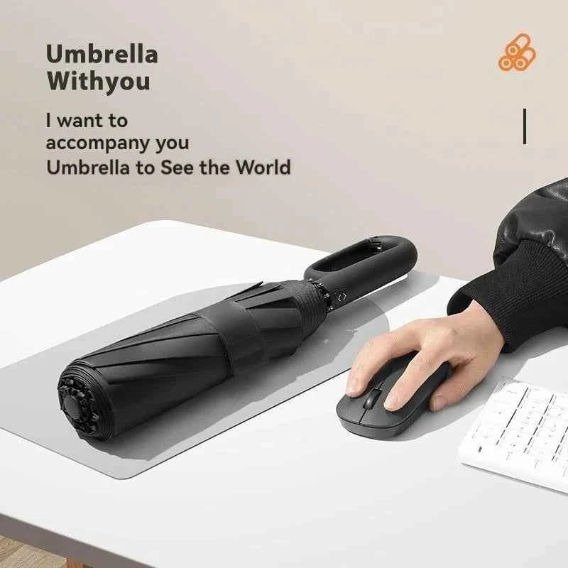Oversized Reinforced Windproof Rainproof Dual-use UV Resistant Fully Automatic Rotating Ring Buckle Umbrella Fold Double Keel