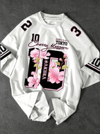 USA Brooklyn Style 10 Print Oversized T Shirt Men's Streetwear Vintage Jersey Tee
