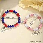 2 pcs of Spider and Cat Pendant Heart Shaped Magnet Bead Elastic Couple's Bracelets, Bff Trendy Jewelry Gifts