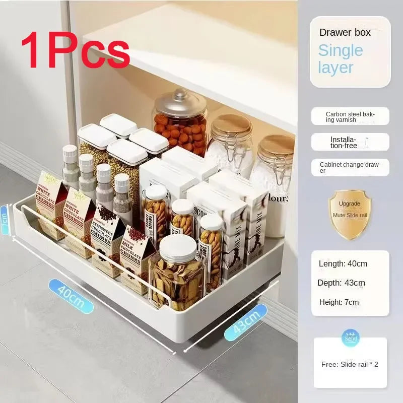 Pull-Out Kitchen Cabinet Organizer – Sliding Storage Drawer & Spice Rack
