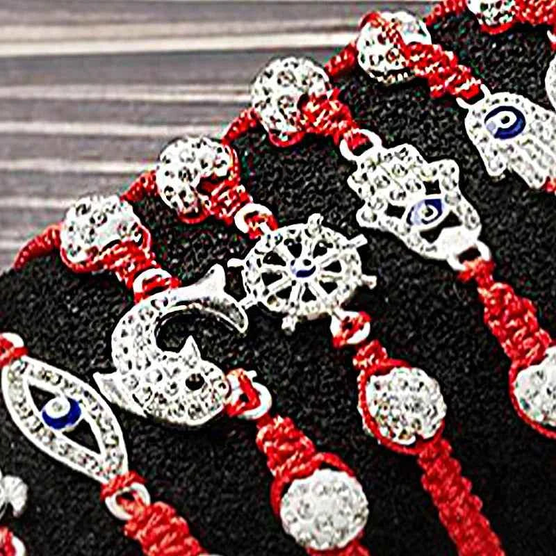 12Pcs/Set Evil Eye Bracelet Set for Both Men and Women Woven Red Bracelet Adjustable to Protect Friendship