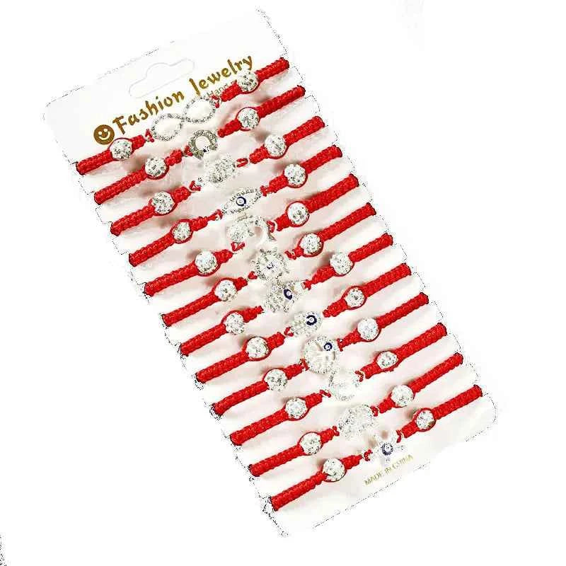 12Pcs/Set Evil Eye Bracelet Set for Both Men and Women Woven Red Bracelet Adjustable to Protect Friendship
