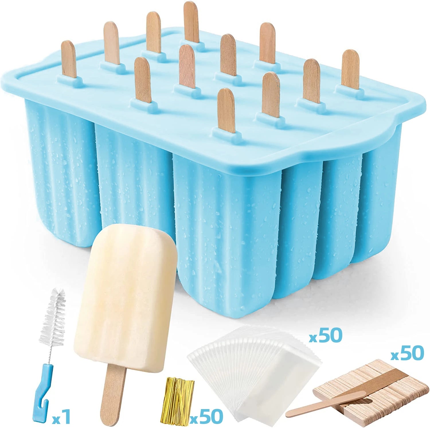 New Summer Hot Sales Ice Cream Tools With Wooden Sticks silicone popsicle molds custom mini silicone ice cream popsicle mold