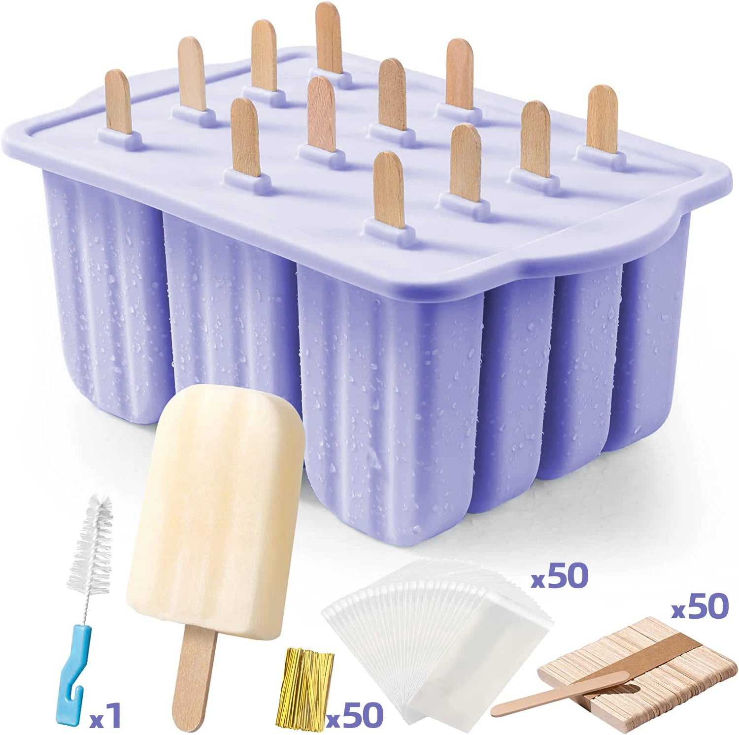 New Summer Hot Sales Ice Cream Tools With Wooden Sticks silicone popsicle molds custom mini silicone ice cream popsicle mold