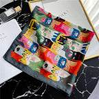 2025 Silk Shawl Print Headscarf Cat Hair Wrap Neckerchief Female Satin Square Scarf For Women Headband Foulard Hijab Bandana