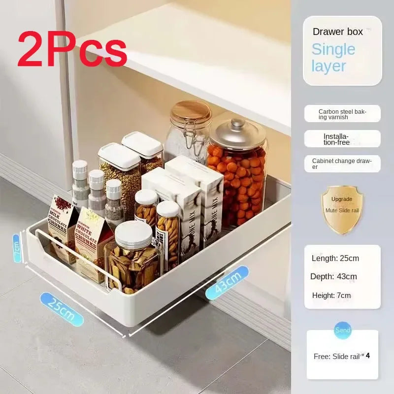 Pull-Out Kitchen Cabinet Organizer – Sliding Storage Drawer & Spice Rack