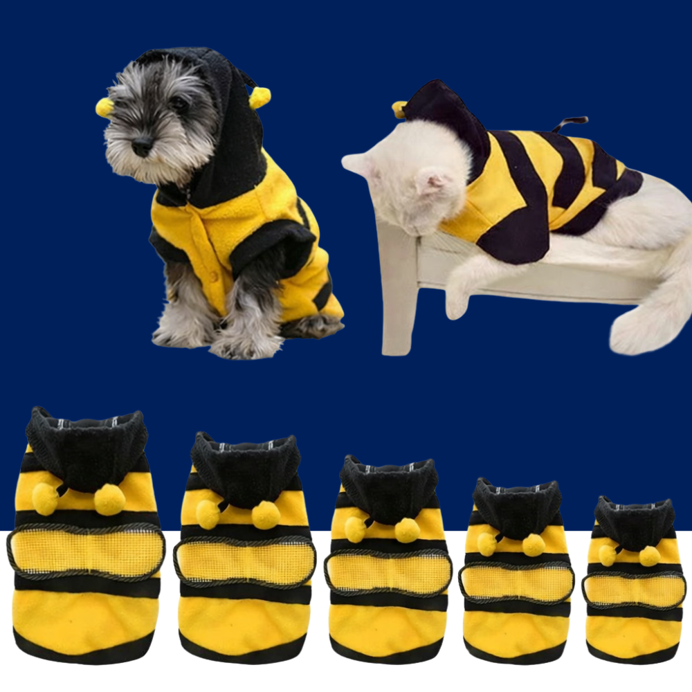 Bee Pet Hoodie – Fleece Dog & Cat Costume Sweater