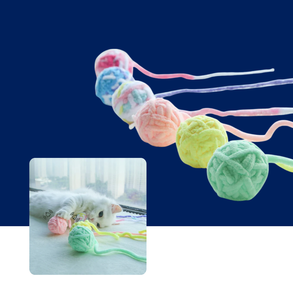 Colorful Yarn Ball Cat Toys with Bell