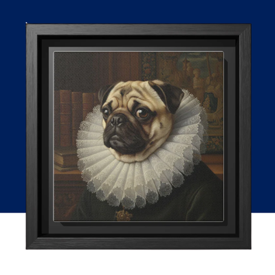 Custom Whimsical Pug Portrait Canvas, Cute Dog Art Print, Pet Lover Gift, Home Decor, Fun Wall Art, Quirky Dog Painting