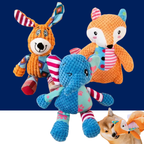 Cute Fox & Elephant Plush Dog Toy - Interactive Squeaky Chew & Teeth Cleaner